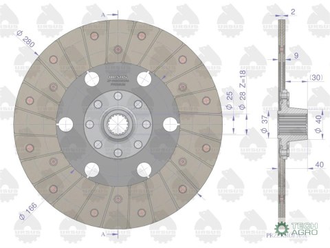 Tarcza sprzęgła napędu ciągnika I stopnia C-360-3P PREMIUM ORYGINAŁ URSUS Tarcza sprzęgła napędu ciągnika I stopnia C-360-3P PREMIUM ORYGINAŁ URSUS