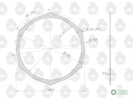 Uszczelka pokrywy rozrządu krążelit 0.8mm C-330 ( sprzedawane po 10 ) ORYGINAŁ URSUS