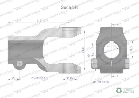 Widłak na wpust 10 śr.otw.30mm - 27X74.6 Seria 3R Waryński Widłak na wpust 10 śr.otw.30mm - 27X74.6 Seria 3R Waryński