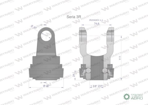 Widłak z pierścieniem 1 3/8 Z21 - 27X74.6 Seria 3R CE2020 Waryński Widłak z pierścieniem 1 3/8 Z21 - 27X74.6 Seria 3R CE2020 Waryński