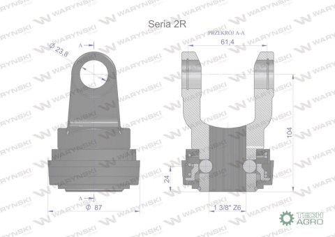 Widłak z pierścieniem 1 3/8 Z6- 23.8X61.3 Seria 2R CE2020 Waryński W21920505B W21920507B WR217201 Widłak z pierścieniem 1 3/8 Z6- 23.8X61.3 Seria 2R CE2020 Waryński W21920505B W21920507B WR217201