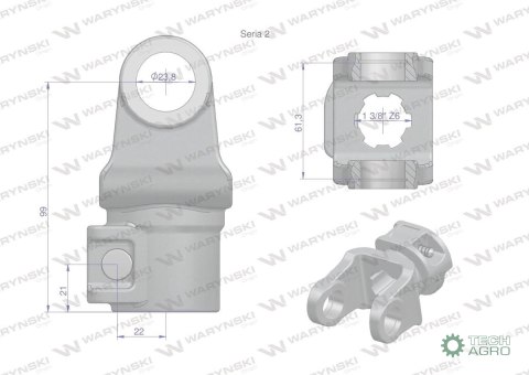 Widłak zewnętrzny wału 23.8X61.3 nowy Widłak zewnętrzny wału 23.8X61.3 nowy