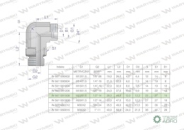 Kolanko hydrauliczne nastawne BB M22x1.5 15L x 1/2
