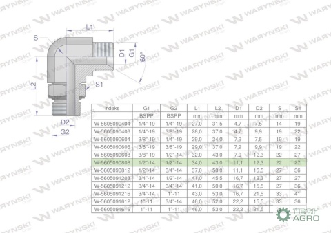 Kolanko hydrauliczne nastawne calowe BB 1/2" x 1/2" BSP z regulacją Waryński Kolanko hydrauliczne nastawne calowe BB 1/2" x 1/2" BSP z regulacją Waryński