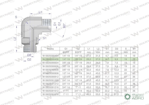 Kolanko hydrauliczne nastawne calowe BB 1/4" x 3/8" BSP z regulacją Waryński Kolanko hydrauliczne nastawne calowe BB 1/4" x 3/8" BSP z regulacją Waryński