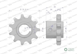 Koło łańcuchowe stalowe hartowane Z-11 3/4 fi-25 zastosowanie Bizon WARYŃSKI