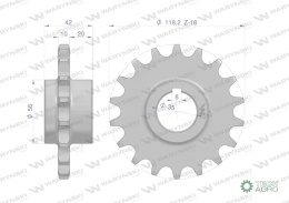 Koło łańcuchowe stalowe hartowane Z-18 3/4 fi-35 zastosowanie Bizon WARYŃSKI