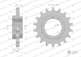 Koło łańcuchowe stalowe hartowane Z-18 3/4 fi-52 zastosowanie Bizon WARYŃSKI