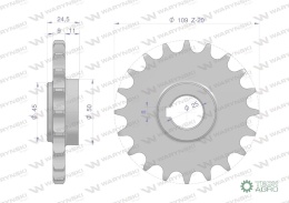Koło łańcuchowe stalowe hartowane Z-20 5/8 fi-25 5040200152 zastosowanie Bizon WARYŃSKI