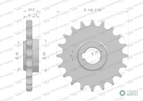 Koło łańcuchowe stalowe hartowane Z-20 5/8 fi-25 5040200152 zastosowanie Bizon WARYŃSKI Koło łańcuchowe stalowe hartowane Z-20 5/8 fi-25 5040200152 zastosowanie Bizon WARYŃSKI