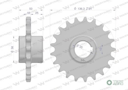 Koło łańcuchowe stalowe hartowane Z-21 3/4 fi-35 5057020110 zastosowanie Bizon WARYŃSKI