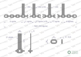 Łańcuch 21-l. 30x120x6 wsuwany 2 osiowy klasa 5 Rozrzutnik Waryński