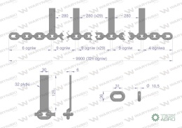 Łańcuch 32-l. 30x125x6 wsuwany klasa 5 Rozrzutnik Fortschritt T-088 Waryński