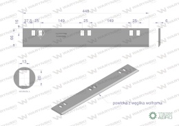 Nóż walca zrywacza napawany 448x66x6 otwory 6x20mm zastosowanie New Holland Laverda WARYŃSKI