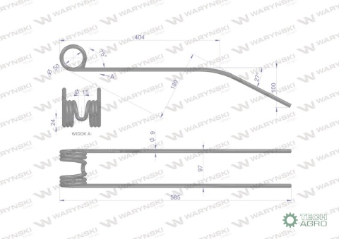 Palec zgrabiarka zastosowanie Deutz Fahr WARYŃSKI W-16606394 Palec zgrabiarka zastosowanie Deutz Fahr WARYŃSKI W-16606394