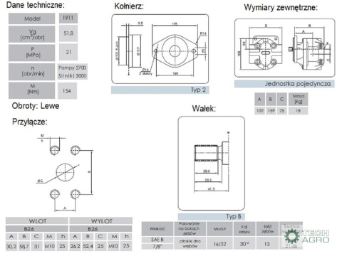 Pompa hydrauliczna P2AP1911B2B26A N-134A Waryński Pompa hydrauliczna P2AP1911B2B26A N-134A Waryński