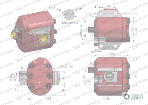 Pompa hydrauliczna podnośnika wzmocniona 39 l/min C-360 WARYŃSKI Pompa hydrauliczna podnośnika wzmocniona 39 l/min C-360 WARYŃSKI