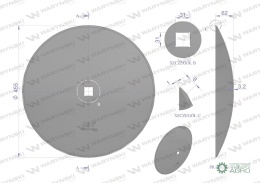 Talerz gładki fi 460 otwór 30x30 stal borowa WARYŃSKI R 1279201030 1201030040