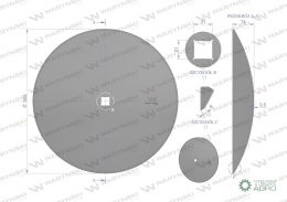 Talerz gładki fi 510 otwór 30x30 stalborowa Waryński 1279621010 1240040020