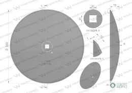 Talerz gładki fi 560 otwór 30x30 stal borowa WARYŃSKI R 1202030120