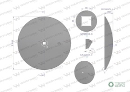 Talerz gładki fi 660 otwór 35x35 stal borowa 8mm Waryński