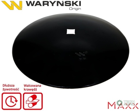 Talerz gładki fi 660 otwór 40x40 stalborowa 6mm WARYŃSKI MAXX W-5195660/42