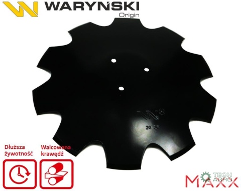 Talerz uzębiony Z-10 fi 460 mocowanie3/97mm zastosowanie Horsch stal borowa 6mm WARYŃSKI MAXX 23246106 W-5197460/3/097