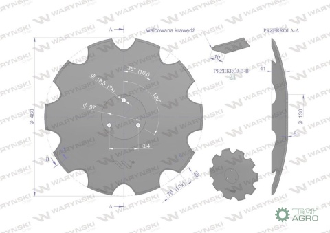 Talerz uzębiony Z-10 fi 460 mocowanie3/97mm zastosowanie Horsch stal borowa 6mm WARYŃSKI MAXX 23246106 W-5197460/3/097 Talerz uzębiony Z-10 fi 460 mocowanie3/97mm zastosowanie Horsch stal borowa 6mm WARYŃSKI MAXX 23246106 W-5197460/3/097