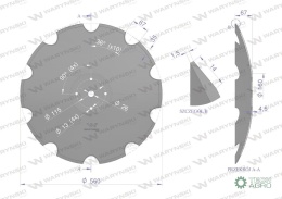 Talerz uzębiony Z-10 fi 560 mocowanie4/115 grubość 4.5 mm zastosowanie Mandam Waryński