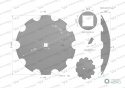 Talerz uzębiony Z-10 fi 660 otwór 40x40stal borowa 8mm Waryński