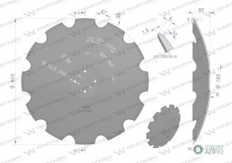 Talerz uzębiony Z-12 fi 610 mocowanie 4/98 grubość 6 stal borowa WARYŃSKI R