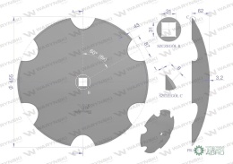 Talerz uzębiony Z-6 fi 460 otwór 30x30 stal borowa WARYŃSKI R 1202030150