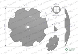 Talerz uzębiony Z-7 fi 510 otwór 30x30 stal borowa WARYŃSKI R 1242050040 1279201020