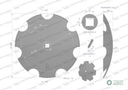 Talerz uzębiony Z-7 fi 510 otwór 30x30 stal borowa Waryński 1242050040 1279201020