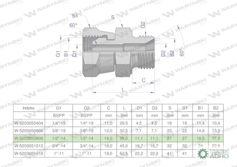 Złączka hydrauliczna calowa AB 1/2" BSP (XKOR) Waryński ( sprzedawane po 2 ) Złączka hydrauliczna calowa AB 1/2" BSP (XKOR) Waryński ( sprzedawane po 2 )