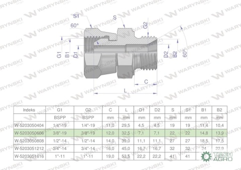 Złączka hydrauliczna calowa AB 3/8" BSP (XKOR) Waryński ( sprzedawane po 2 ) Złączka hydrauliczna calowa AB 3/8" BSP (XKOR) Waryński ( sprzedawane po 2 )