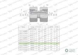 Złączka hydrauliczna metryczna AA M30x2 22L Waryński