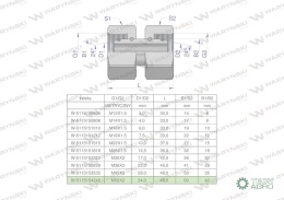 Złączka hydrauliczna metryczna AA M52x2 42L Waryński