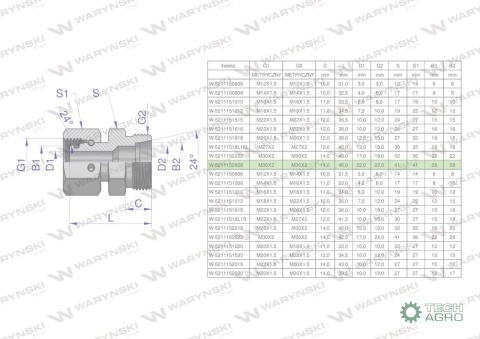 Złączka hydrauliczna metryczna AB (XKOR) A-M36x2 28L / B-M36x2 28L Waryński Złączka hydrauliczna metryczna AB (XKOR) A-M36x2 28L / B-M36x2 28L Waryński