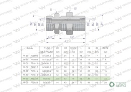 Złączka hydrauliczna metryczna grodziowa BB M30x2 22L z przeciwnakrętką (XSV) Waryński