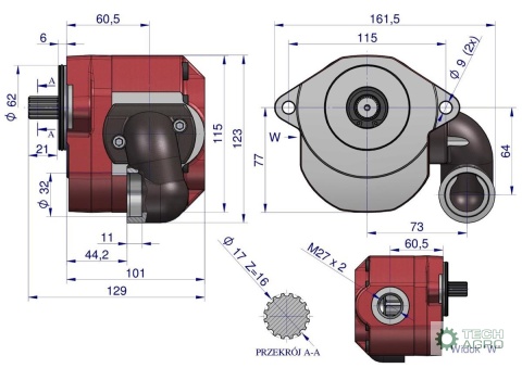 Pompa hydrauliczna wzmocniona C-385 (obroty lewe) 16Mpa w korpusie żeliwnym WARYŃSKI Pompa hydrauliczna wzmocniona C-385 (obroty lewe) 16Mpa w korpusie żeliwnym WARYŃSKI