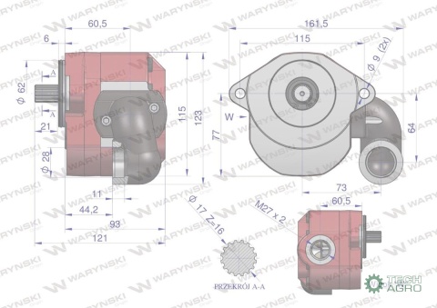 Pompa hydraulicznaC-385 (obroty lewe) 16Mpa w korpusie żeliwnym WARYŃSKI Pompa hydraulicznaC-385 (obroty lewe) 16Mpa w korpusie żeliwnym WARYŃSKI