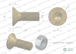 Śruba kpl. M12x35 - imbus 10 DIN7991 ( sprzedawane po 25 ) Waryński