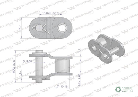 Półogniwo łańcucha 10B-1 (R1 5/8) Waryński ( sprzedawane po 10 )