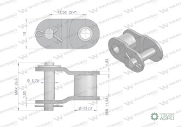 Półogniwo łańcucha 12B-1 (R1 3/4) Waryński ( sprzedawane po 10 )
