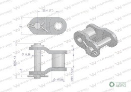 Półogniwo łańcucha 16B-1 (R1 1) Waryński ( sprzedawane po 10 )