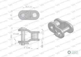 Półogniwo łańcucha 16BX-1 (R1 1) Waryński ( sprzedawane po 10 )