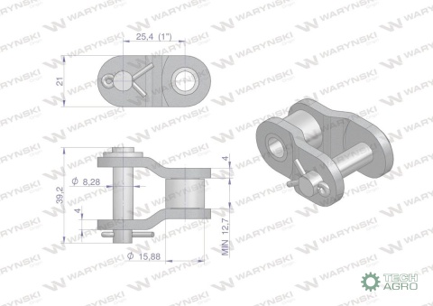 Półogniwo łańcucha 16BX-1 (R1 1) Waryński ( sprzedawane po 10 )