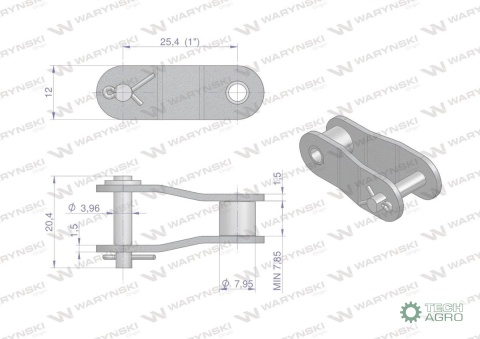 Półogniwo łańcucha 2040 208A (R1 1) Waryński ( sprzedawane po 5 )