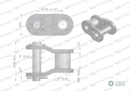 Półogniwo łańcucha 20B-1 (R1 1.1/4) Waryński ( sprzedawane po 5 )